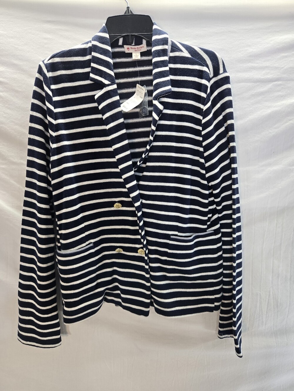 Brooks Brothers Women's Large Striped Nautical Blazer Knit Cardigan Sweater New